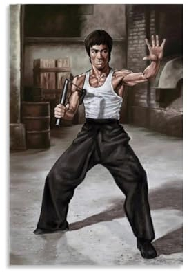 LETOOUY Nunchaku Bruce Lee Movie Star Poster Dekorative Malerei Leinwand Wandkunst Wohnzimmer Poster Schlafzimmer Malerei,Wandkunst Bilddruck Moderne Familienzimmer Dekor 16x24inch(40x60cm)