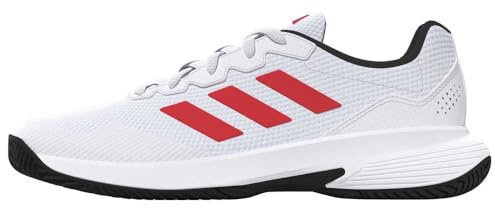 adidas Gamecourt 2.0 Tennis Shoes, Zapatillas de Tenis Hombre, FTWR White/Lucid Red/Core Black, 39 1/3 EU