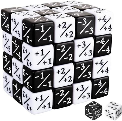 48 Stück Würfel Zähler Token Würfel Loyalität Magic Commander Deck Magic The Gathering Würfel Kompatibel mit MTG, CCG, Kartenspiel Zubehör (Weiß+Schwarz)