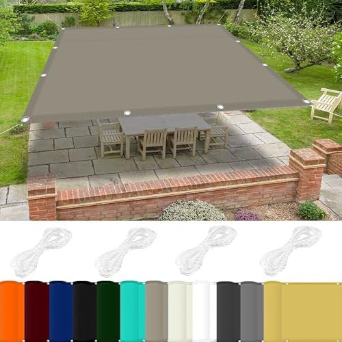 Telo Copertura Pergolato 2.5 x 3 m 98% Protezione UV Tenda a Vela Parasole con Fune per Esterno Giardino Terrazza, Cachi