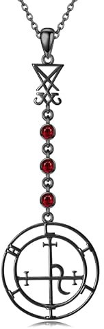 HUKKUN Lilith Kette Sterling Silber Gothic Lariat Luzifer Lilith Sigil Halskette Goth Schmuck Geschenk für Frauen