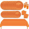 MORAINJAY 69 Pièces Orange Vaisselle de Fête,Vaisselle Ensemble en Papier Assiettes à Dessert,Serviettes en Papier,Gobelets et Nappes,Anniversaire Décorations de Table,Décor Fête de Noël Halloween