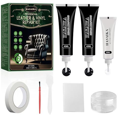 HASAIKA® Lederreparatur Creme, Leder Reparatur Set, 100ml Leder Kratzer Reparatur Paste für die Reparatur von Rissen in Möbeln, Sofa, Lederjacke, Gürtel, Bootssitz