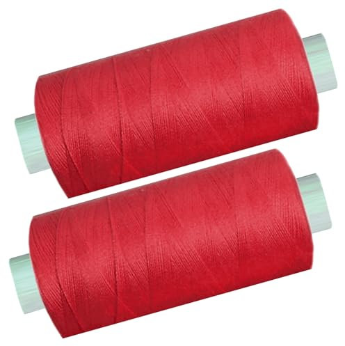 Yline - 1000 m (2 Spulen) Nähgarn für Nähmaschine, Nähfaden Polyester, Syngarn Allesnäher, 0475-22 (rubin - rot)
