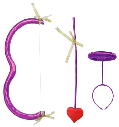 Freebily Amor Kostüm Accessoires Set Heiligenschein Haarband mit Pfeil Bogen Weihnachten Amor Cosplay Valentinstag-Zubehör Weihnachten Karneval Violett One Size