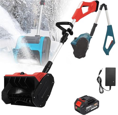 WaaYb Souffleuse à Neige électrique, Pelle de déneigement alimentée par Batterie, déneigeuse sans Fil avec Plaque directionnelle et poignée réglable, Largeur de Nettoyage du Lanceur brossé 33 cm pour
