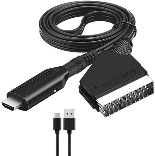 JOYVOX Scart to HDMI Adapter with USB Power Cable - Seamless Video & Audio Conversion, 1080p HDMI Output, Compatible with TV, Plug & Play Converter for Home Entertainment