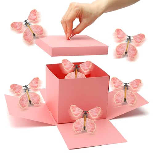 APOMOONS Geschenkbox Fliegende Schmetterlinge Explosion überraschungsbox | Geburtstag Geschenkverpackung, Geburtstag Surprise Box, für Valentinstag Muttertag Weihnacht, Explosion Box DIY