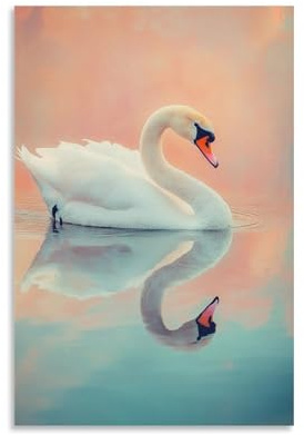 Tierposter – anmutiger Schwan – Eleganz im Renaissance-Wasser, Wandkunst, Wandbild, moderne Dekoration, hängendes Kunstposter, 20 x 30 cm