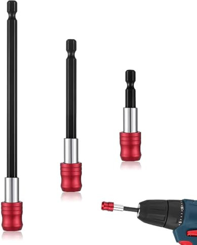 3 Pack Drill Bit Extension Set, Universal 1/4 Long Bit Holder for Impact Driver, Magnetic Drill Extension for All 1/4-Inch Drive Bits Tool