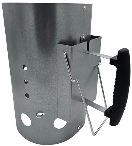 Bambelaa! Grillkohleanzünder Kohle Anzündkamin BBQ Grillanzünder Kamin Grillkamin Grillstarter Grill Holzkohle Ofen Anzünder Kohlestarter Holzkohlegrill Zubehör XXL Groß mit Doppelgriff ca. 19x30,5cm