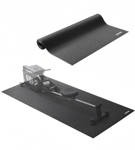 VEVOR Tapis d'équipement d'exercice, 760 x 1525 x 6 mm, tapis de protection de sol pour tapis de course, vélos stationnaires et semi-allongés, en PVC haute densité, imperméable et antidérapant, noir
