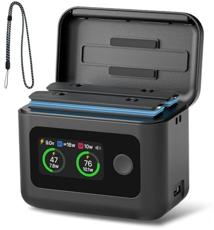 Batería 360 X5, juego de carga de baterías con pantalla LED, funda de carga rápida de 27 W, función de banco de energía de carga bidireccional, con ranuras para tarjetas SD Misro (funda de carga (sin