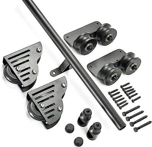 Kit Binario per Scala Scorrevole 200 cm 300 cm 4 m 5 m 6 m | Binario per Scala Mobile in Tubo Tondo in Acciaio Nero per Biblioteca, soppalco o Cucina Kit Binario per Scala scorrevo