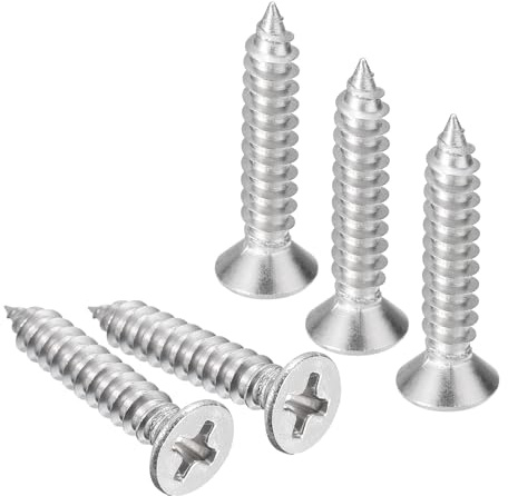 TA-VIGOR #8 x 1 Wood Screws, 50Pcs Self Tapping Screws | Screws with Flat Head Phillips Drive, 304 stainless steel Countersunk Screws for Furniture, Woodworking, Cabinet Repair