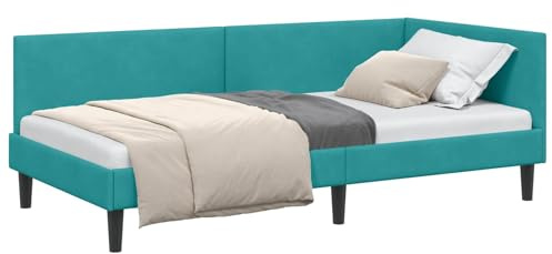 vidaXL Bedroom Bed Frame Velvet Corner Modern Design Engineered Wood Adjustable Headboard Perfect for Indoor Use