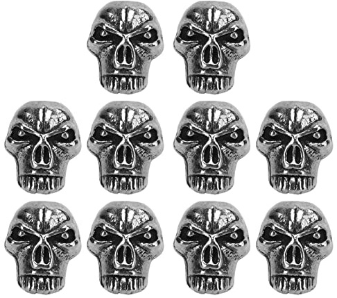 Baxnore 10pcs EDC Paracord Perlen Leichtmetallmesser Lanyard Schlüsselbund Anhänger DIY -Accessoires für Paracord Armbänder Buckteeth Schädel Form tragen resistent korrosionsbestän