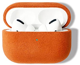 ALTRAALMA Alcantara Wildleder-Hülle für AirPods Pro 3, Synthetisches Wildleder, Handgemachte Vollumhüllung,Vollständiger Schutz und Stoßfestigkeit (Orange)