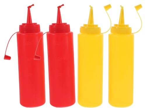 TOYANDONA Lot de 4 Bouteilles de Ketchup et de Moutarde factices - Farce du 1er Avril - Accessoires pour Spectacles et fêtes