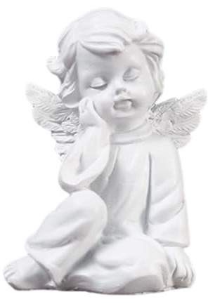 Entzückende Engelsskulptur, Engel Figuren Grab Deko, Cherubs Angels Figur, Kleine Statuen Schlafender Engel, Weiß Harz Engels Statue Figuren Deko, für Indoor Outdoor Home Garden Dekoration