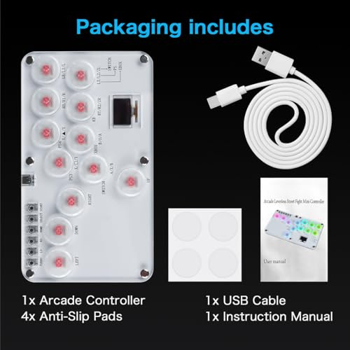 AUYXSSZ Arcade Controller Multi-input Low Latency Features Game Fighting Keyboard Customizable RGB Silent And Smooth Performance Arcade Controller Street