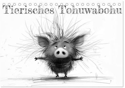 Tierisches Tohuwabohu (Tischkalender 2026 DIN A5 quer), CALVENDO Monatskalender: Pencil Sketch Drawings Kalender mit Tieren (CALVENDO Orte)