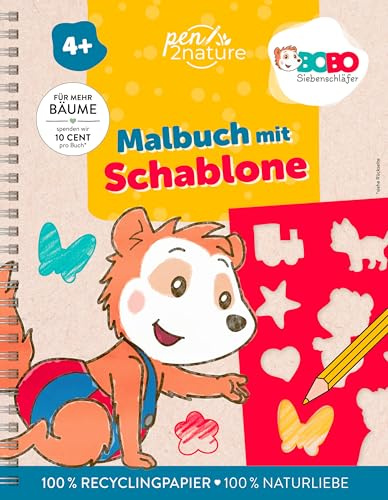 Bobo Siebenschläfer Malbuch mit Schablone: Über 60 Malvorlagen mit der Schablone ergänzen für Kinder ab 4 Jahren