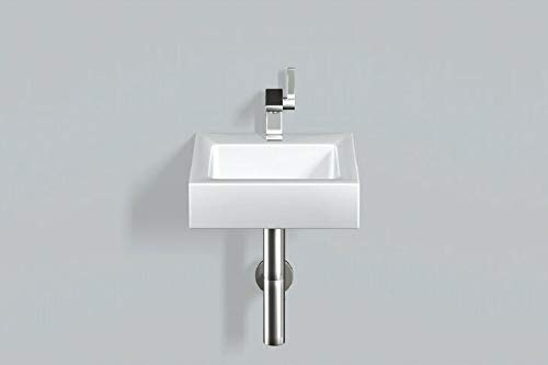 Alape˘ WT.QS325H, Waschtisch, wandhängend aus glasiertem Stahl mit antibakterieller Oberfläche in weiß, 32,5 x 9,4 x 38,5 cm, mit einem Hahnloch, ohne Überlauf, inklusive Befestigungsset