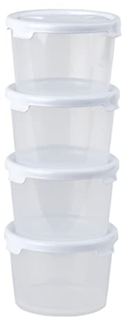 Cuisine Set 4 300ml Round Food Box White Lid - 12379