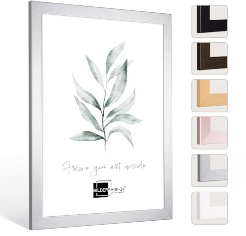 Bildershop-24 Bilderrahmen Monza in Silber in 24 X 30 Fotorahmen, Wechselrahmen, Posterrahmen, Puzzlerahmen