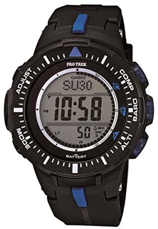Casio Orologio digitale da uomo PRG-300-1A2CR Pro Trek triplo sensore resistente solare nero, nero/blu, PRG-300-1A2CR