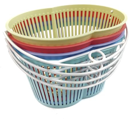 Ecoplast | Portamollette da Bucato, Cestino Portamollette per Stendibiancheria in Colori Assortiti Lavanda/Rosa/Azzurro/Verde, Made in Italy, 1 unità