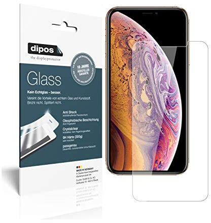 dipos I 2X Displayschutz klar kompatibel mit Apple iPhone XS Schutzfolie 9H Anti-Shock