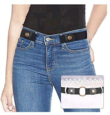 SUOSDEY Gürtel Damen Schwarz,Elastischer Gürtel für Jeans Hosen Stretchgürtel Gürtel für Damen Herren ohne Schnalle gürtel,schwarz,84-120