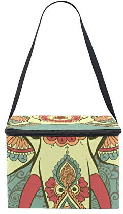 EZIOLY Henna Isolierte Lunchtasche mit indischem Elefant, Lunchbox, Kühltasche, Lunchbehälter für Männer, Frauen, Kinder