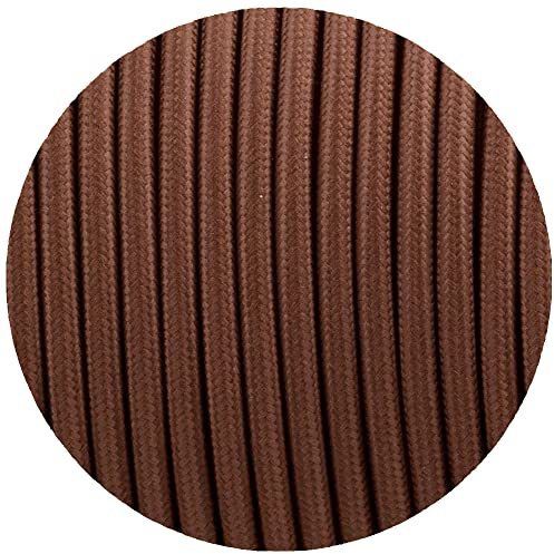 5/10 M 2 Core cavo rotondo intrecciato tessuto vintage color Light cavo elettrico filo, Marrone, 10 m
