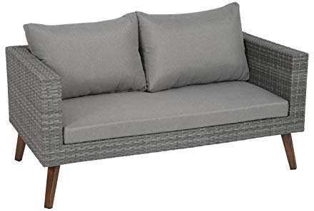 greemotion Lounge-Sofa Gomera für 2 Personen, Garten-Couch mit gemütlichen Kissen, Polyrattan-Sofa für drinnen und draußen, ca. 140 x 64 x 75 cm