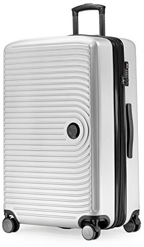 HAUPTSTADTKOFFER Mitte - Valigia Rigida Grande, TSA, 4 Ruote, Bagaglio da Stiva con Espansione di Volume di 8 cm, 77 cm, 130 L, Bianco Opaco