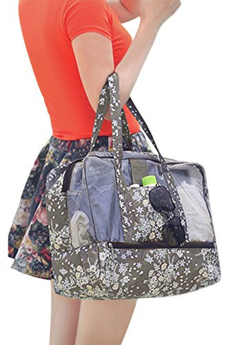Sac de Natation Sec Humide Séparé Sac Piscine Imperméable pour Femme Fille Sac de Sport pour Ranger Les Vêtements Mouillés Sac avec Compartiment Chaussures pour Plage Gym Café