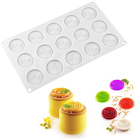 DUBENS Moule en silicone en forme de spirale, pour la cuisson à la mousse et à gâteaux, outils de cuisson (15 cavités)