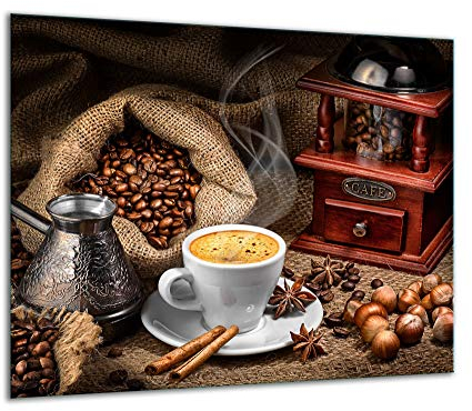 TMK | Herdabdeckplatte 60x52 Einteilig Glas Elektroherd Induktion Herdschutz Spritzschutz Glasplatte Deko Schneidebrett Kaffee