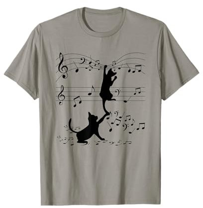Motif chats noirs jouant avec note de musique T-Shirt