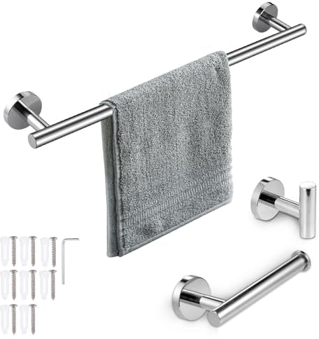 JIZZU Portasciugamani per bagno, 50 cm, portasciugamani da bagno, da parete, cromato, per bagno e cucina