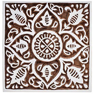 ABN EXPORTS Quadratischer indischer Holzdruckblock, indischer Druck, Textil-Stempel