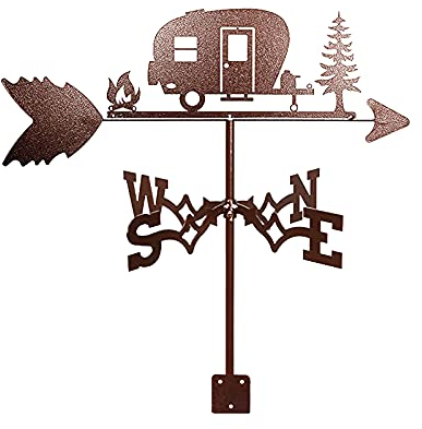 Wetterfahnen Glücklicher Camper Silhouette Windfahne Windanzeiger Richtung Anzeige Wetterhahn Dekoration Ornament Edelstahl Weather Vane Für Garten Und Bauernhof Dekoration
