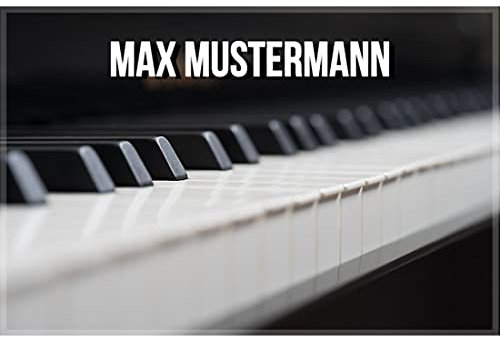 Manutextur Fußmatte mit Namen - Motiv Klavier 1 - viele Musik-Motive - Schmutzfangmatte personalisiert - Größe 50x80 cm - persönliches & individuelles Geschenk