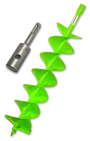 WERHE® Profi Bohrer VollStahl, Erdbohrer für bohrmaschine 150 mm Doppel-Welle extrem robust mit SDS Plus Adapter - Pfahlbohrer Brunnenbohrer präzise Bohrspitze.