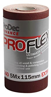 ProDec Advance 5-m-Rolle, Körnung 240, extrafeine, ProFlex, ultraflexibles, rissbeständiges Aluminiumoxid-Schleifpapier zum Schleifen von Holz, Farbe, Putz, Spachtelmasse, Metall und mehr