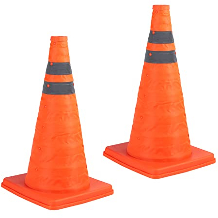 2Pack 18 Zoll zusammenklappbare Verkehrskegel/Verkehrskegelschild/Mehrzweck-Popup-Reflektierender Sicherheitskegel, OrangeGröße: 45 cm (18 Zoll