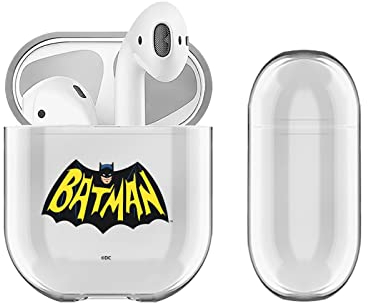 Head Case Designs Offizielle Batman TV Series Logo Grafik Kunstarten Durchsichtig Harte Kristall Handyhülle Hülle Huelle kompatibel mit Apple AirPods 1 1st Gen / 2 2nd Gen Charging Case